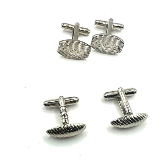 Cuff Links Silver tone Set of 2 Mens Tie Button Shirt Accessory Suit Unbranded - Picture 2 of 8